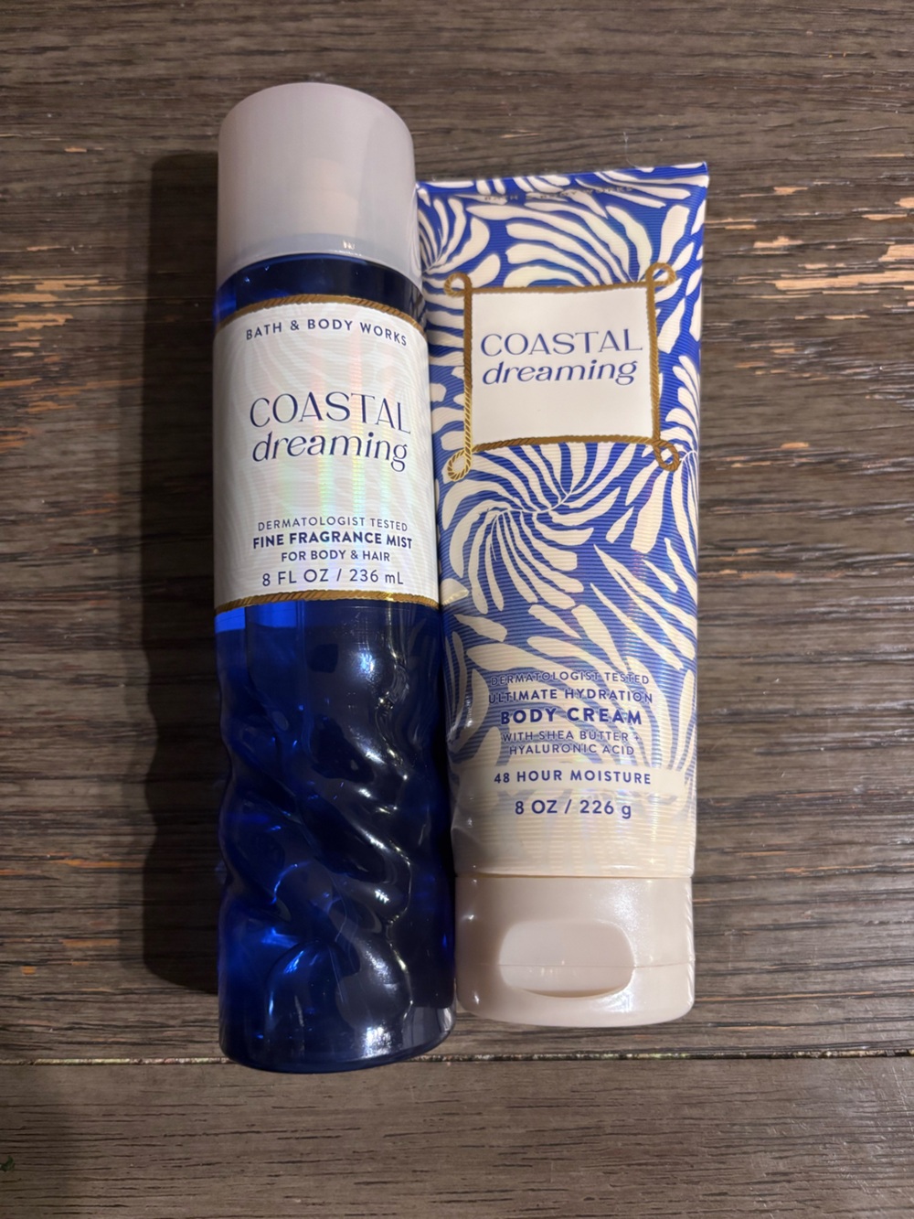 Bath & Body Works Coastal Dreaming Fragrance Mist & Body Cream - Blue, White